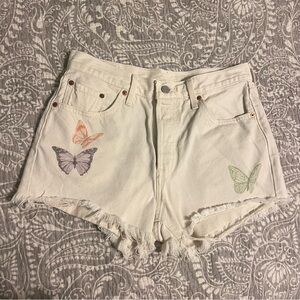 Levi’s 501 butterfly white denim shorts